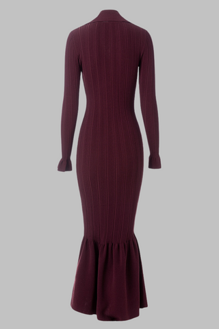Elegant Ribbed Knit Long Dress