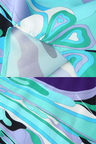 Printed Chain Halter Neck Asymmetrical Long Dress