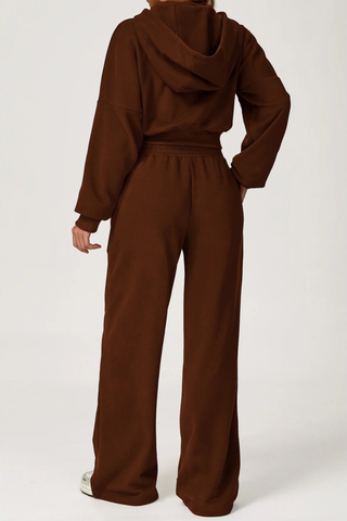 Two-Piece Cropped Hoodie and Wide-Leg Sweatpants Set