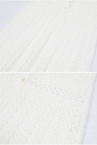 Short Sleeve Knitted Long Dress with Inner Slip – Flattering Fit & Button Detail