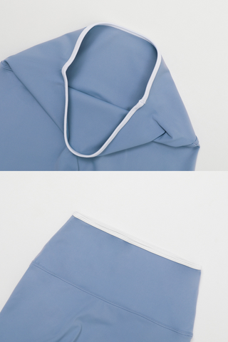 Contrast Trim Racerback Sports Set – Crop Tank & Flared High-Waist Leggings