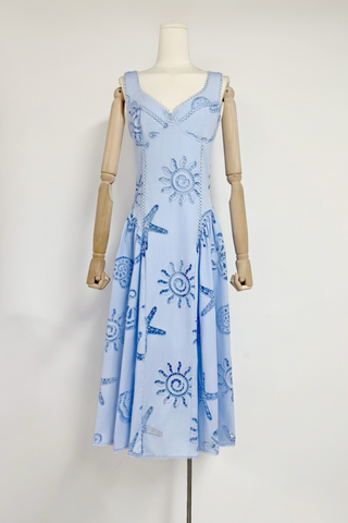 Coastal Bloom Embroidered Cutout Long Dress