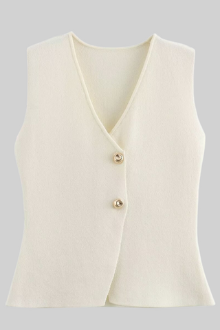 Summer Buttoned Knit Vest & Pleated Long Skirt Set