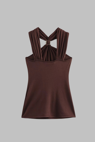 Halter Knit Top with Metal Detail