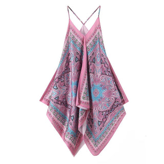 Sleeveless Wide Bottom Print Mini Dress