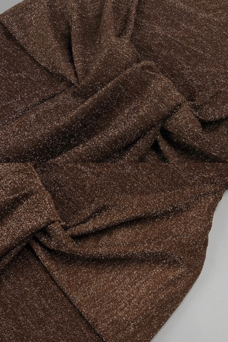 Coffee Metallic Halter Long Dress Backless Slim Fit with Waist Tie Detail