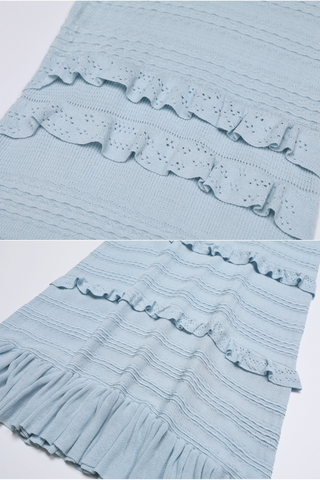 Ruffle Knit Lace Slim Fit  Sleeveless Long Dress