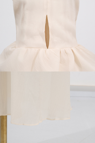 Halter Neck Sleeveless Long Dress with Layered Ruffle Waist and Flowing Skirt