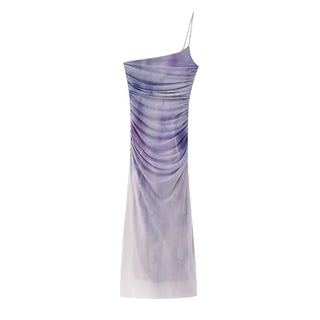 Marbella One Shoulder Mesh Long Dress