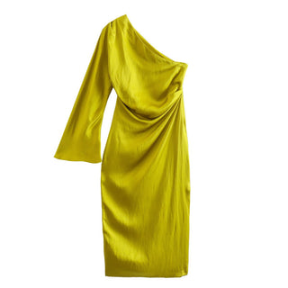 Sylvie One Shoulder Satin Midi Dress