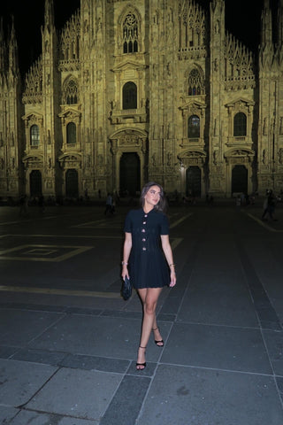 Classic Short Sleeve Polo Button-Up Knitted Mini Dress