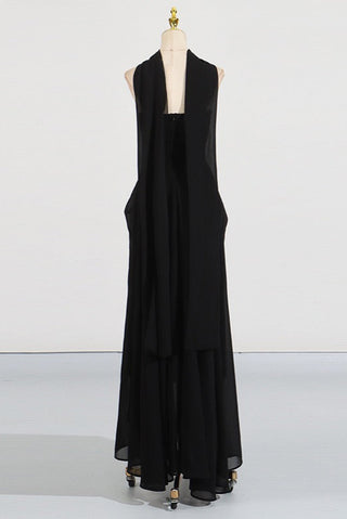 Black Strapless Cape Gown with Floral Pearl Embellishments