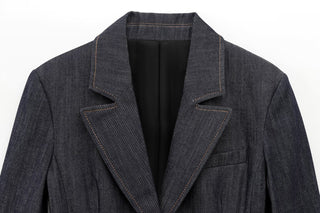 3-Piece Denim Suit – Fitted Blazer, Corset Top & wide-leg pants