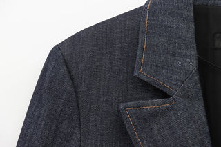 3-Piece Denim Suit – Fitted Blazer, Corset Top & wide-leg pants