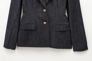 3-Piece Denim Suit – Fitted Blazer, Corset Top & wide-leg pants