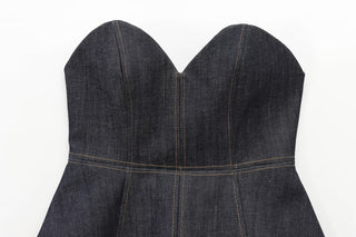 Dark Wash Strapless Denim Corset Top
