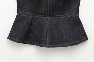 Dark Wash Strapless Denim Corset Top