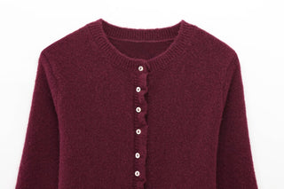 Ruffle Trim Knitted Cardigan - Button-Up, Soft & Elegant