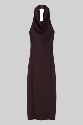 Sleeveless Halter Neck Backless Midi Dress