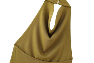 Sleeveless Halter Neck Backless Midi Dress