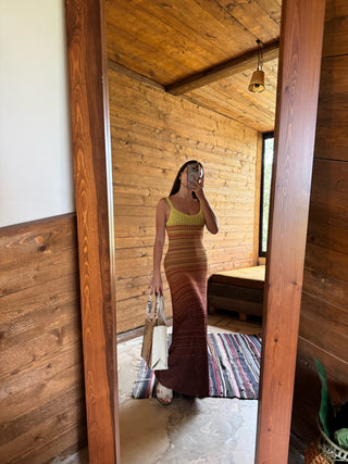 Sunset Striped Sleeveless Long Midi Dress