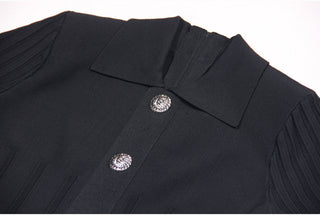 Classic Short Sleeve Polo Button-Up Knitted Mini Dress