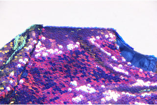 Long Sleeve Shiny Glow Sequin Mini Dress