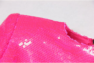 Long Sleeve Shiny Glow Sequin Mini Dress