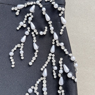 Black Rhinestone Embellished Bandage Bodycon Long  Dress – Sleeveless Strappy Slim Fit Party Dress