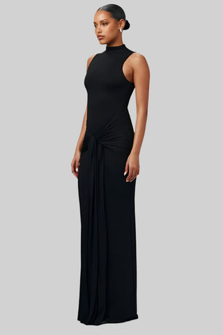 Sleeveless Bodycon Long Dress with Twist Front Detail