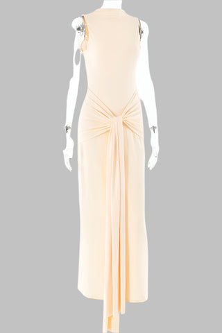 Sleeveless Bodycon Long Dress with Twist Front Detail