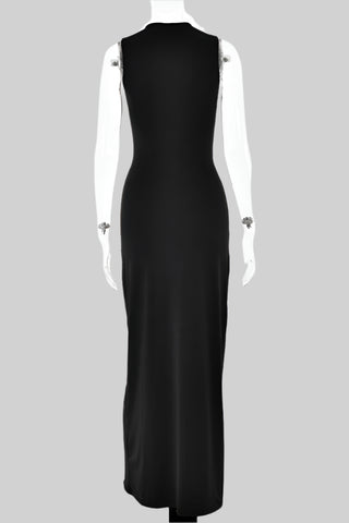 Sleeveless Bodycon Long Dress with Twist Front Detail