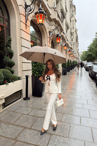 Elegant Bow Cardigan & Flared Pants Set