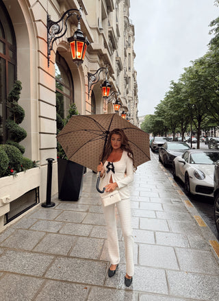 Elegant Bow Cardigan & Flared Pants Set