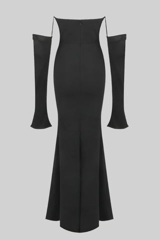 Elegant Mermaid Evening Long Dress with Draped Bust and Matching Gloves