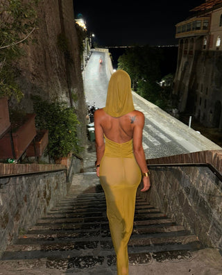 Hooded Cross Border Sleeveless Mesh Long Dress