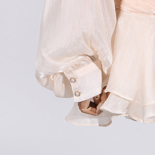 Flowy Sheer Blouse Dress with Layered Skirt & Shorts