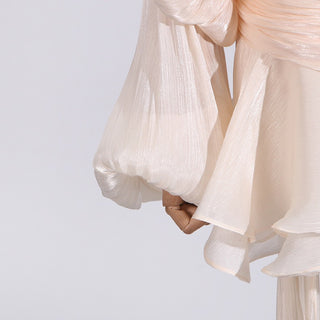 Flowy Sheer Blouse Dress with Layered Skirt & Shorts