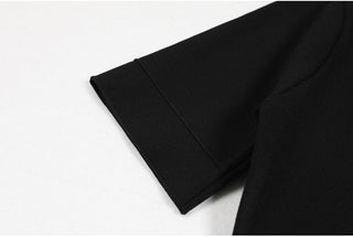 Pleated Hem Button-Down Knit Mini Dress – Short Sleeve