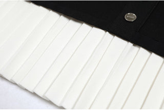 Pleated Hem Button-Down Knit Mini Dress – Short Sleeve