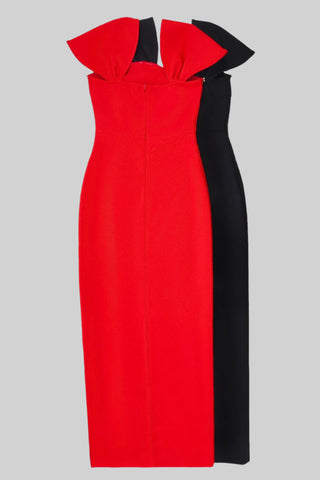 Fitted Bandage Long Dress with Cape Sleeves and Rhinestone Detail