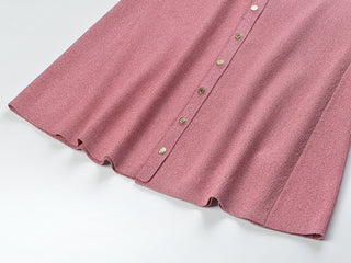 Fitted Knitted Short Sleeve Polo Mini Dress with Shimmering Button Front and Soft Stretch