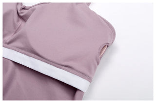 Sport Halter Neck Padded Crop Top with Wide Leg High Stretch Pants Set