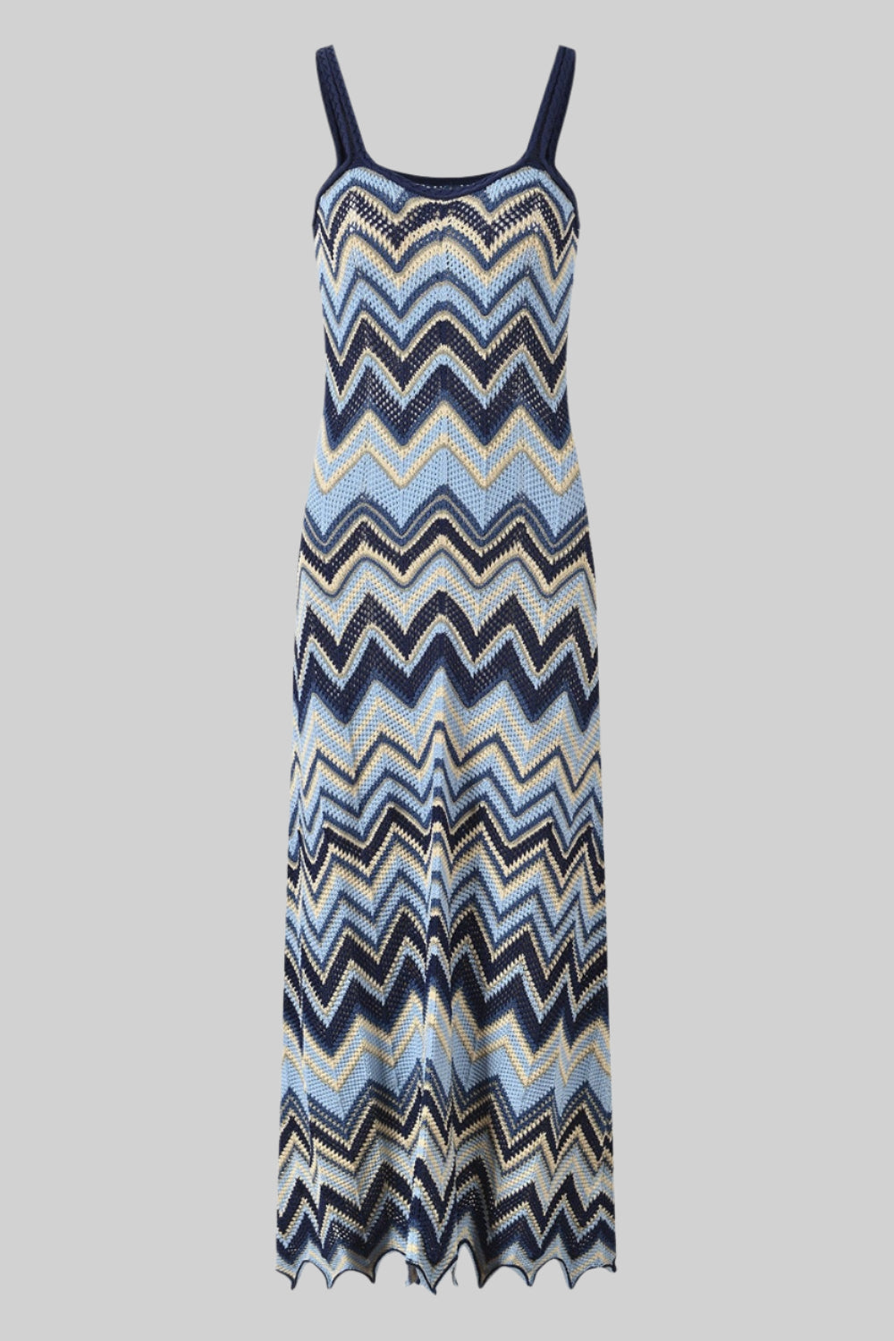 Irregular Wavy Edge Knitted Sleeveless Long Dress main image 1