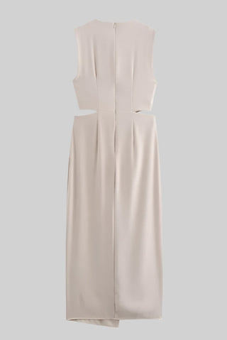 Sleeveless Belted Cutout Midi Dress