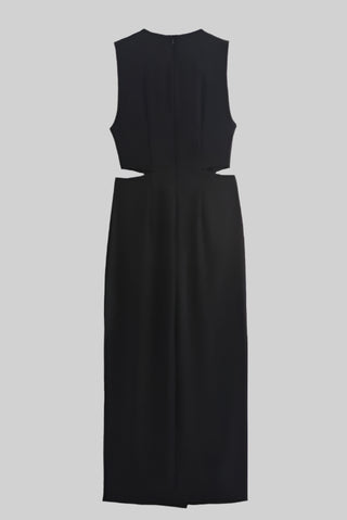 Sleeveless Belted Cutout Midi Dress