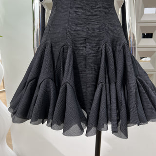 Off-Shoulder Mini Dress with Ruffle Trim and Flared Skirt