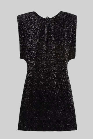 Sparkling Black Sleeveless Sequin Mini Dress