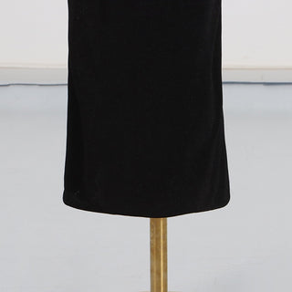 Long Sleeveless Halter Neck Dress with Rosette Detail in Stretch Fabric