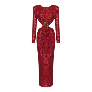 Starlight Sequin Long Sleeve Backless Dress